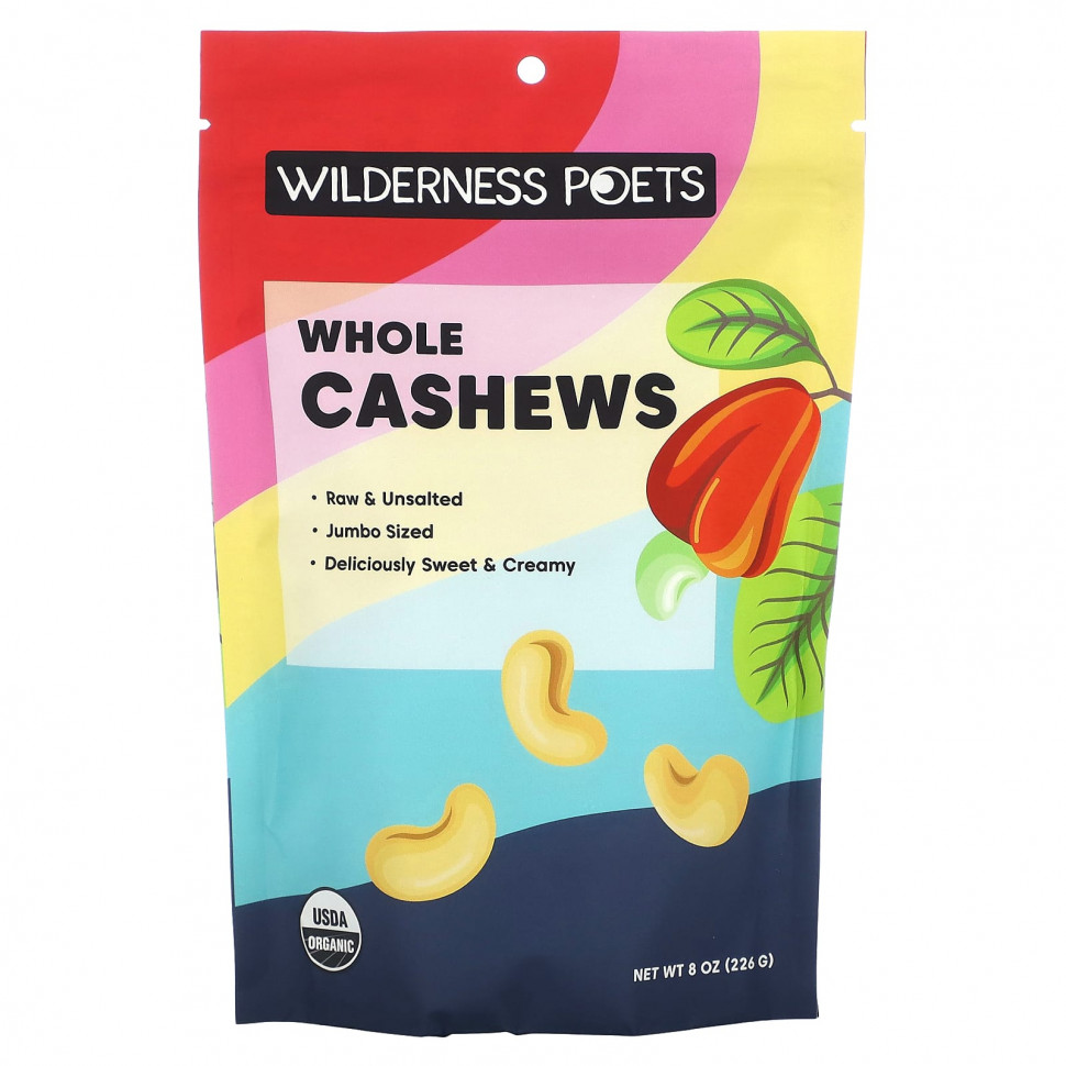   Wilderness Poets, Cashews (Anacardium Occidentale), 8 oz (226.8 g)   -     , -  