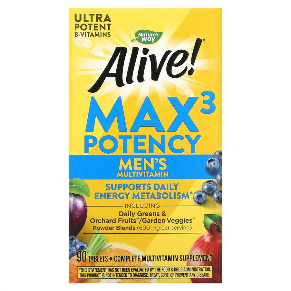   Nature's Way, Alive! Max3 Potency,   , 90    -     , -  