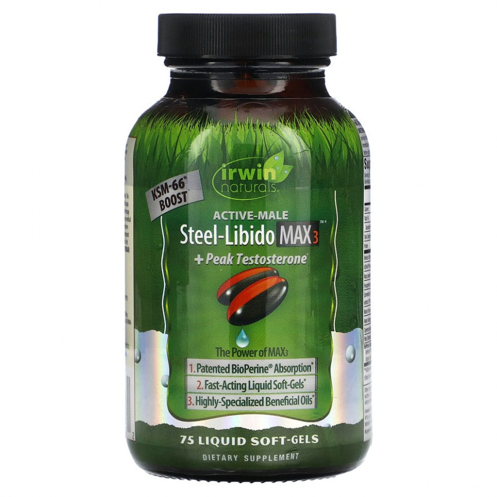   Irwin Naturals, Steel Libido Max 3 + Peak Testosterone, 75     -     , -  