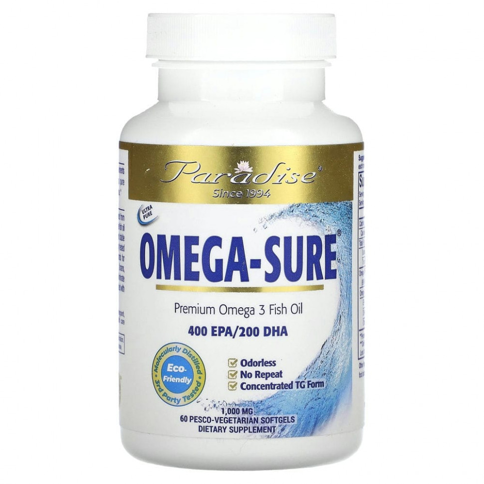   Paradise Herbs, Omega Sure,  -3, 1000 , 60   (  )   -     , -  