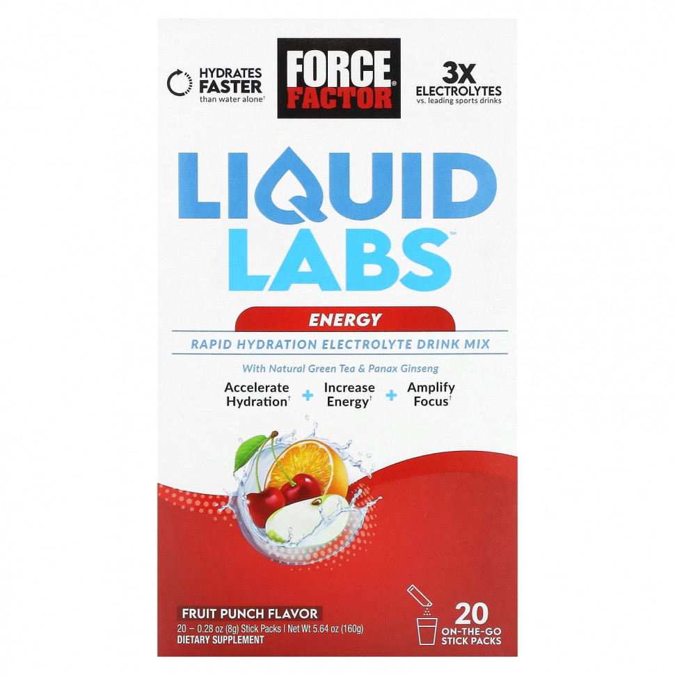   Force Factor, Liquid Labs, Energy,  , 20   8  (0,28 )   -     , -,   