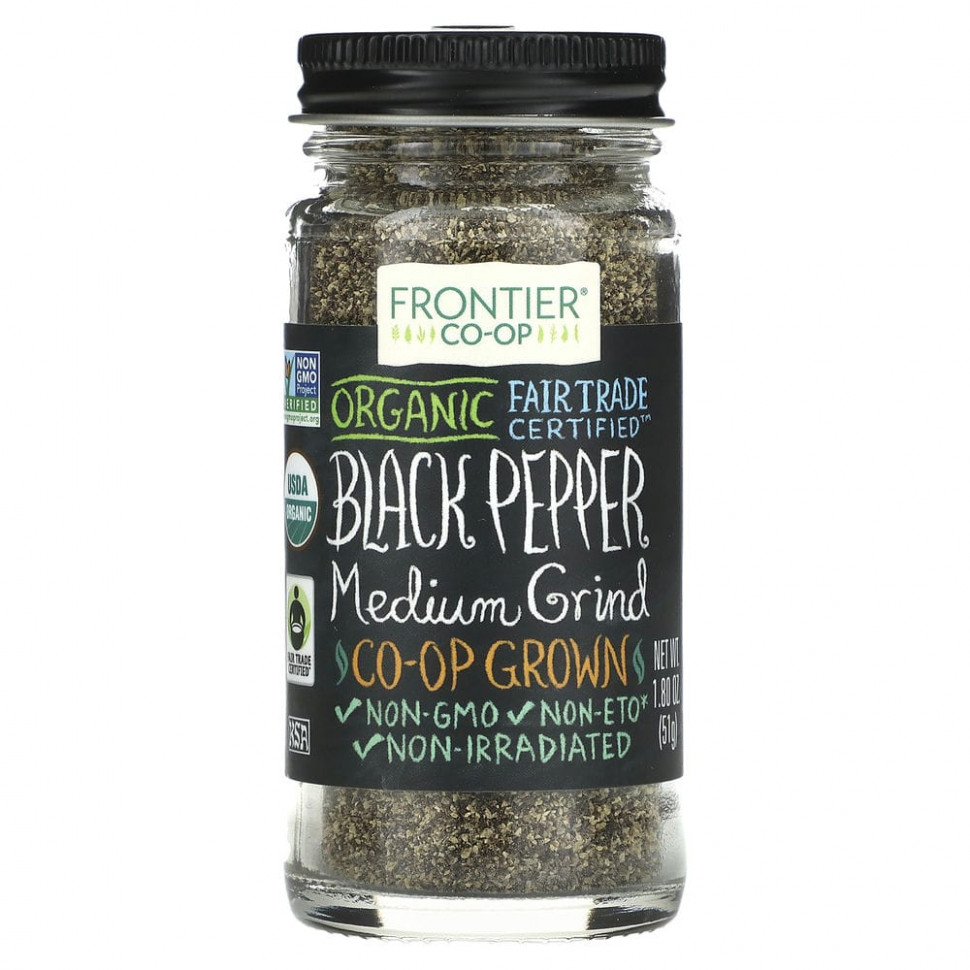   Frontier Co-op, Organic Black Pepper, Medium Grind, 1.80 oz (51 g)   -     , -  