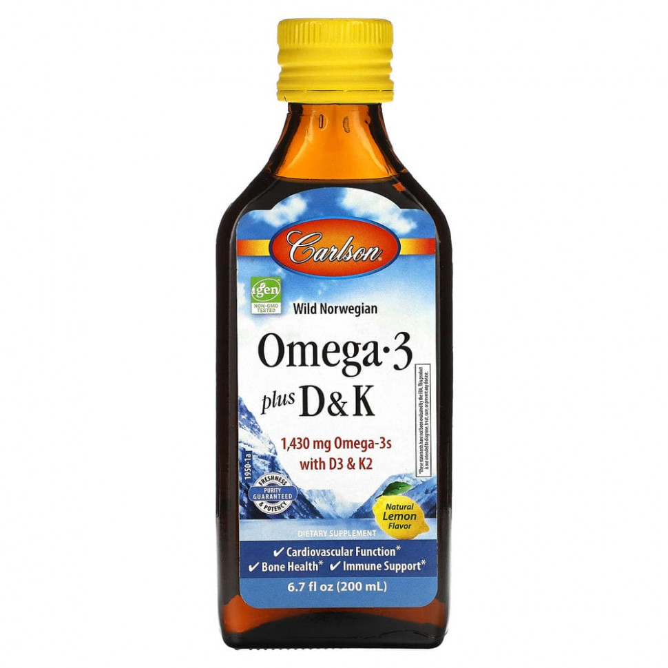   Carlson, Omega 3 Plus D & K,  , 1430 , 200  (6,7 . )   -     , -  