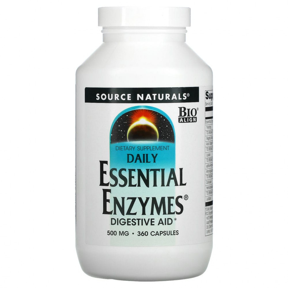   Source Naturals, Daily Essential Enzymes,     , 500 , 360    -     , -  