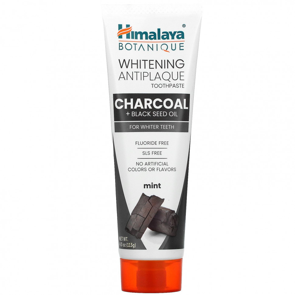   Himalaya, Whitening Antiplaque Toothpaste, Charcoal + Black Seed Oil, Mint , 4.0 oz ( 113 g)   -     , -,   