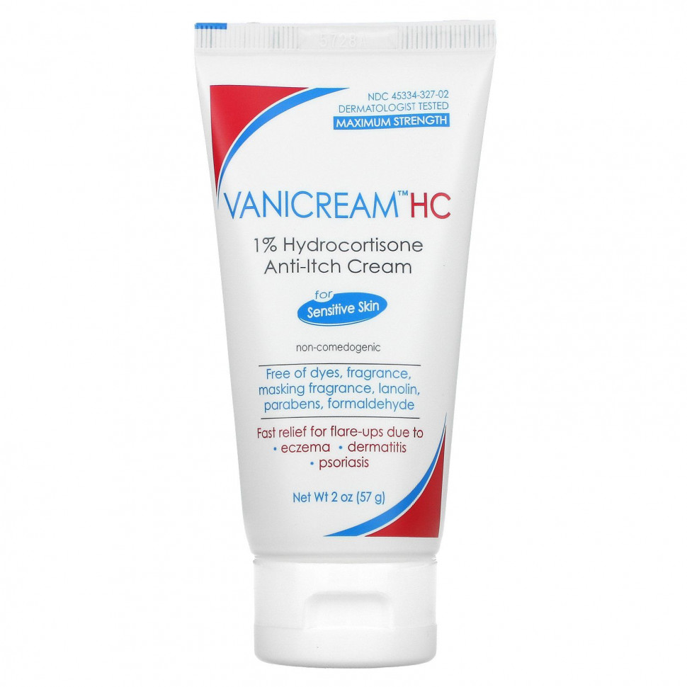   Vanicream, HC 1% Hydrocortisone Anti-Itch Cream, Maximum Strength, For Sensitive Skin, 2 oz (57 g)   -     , -  