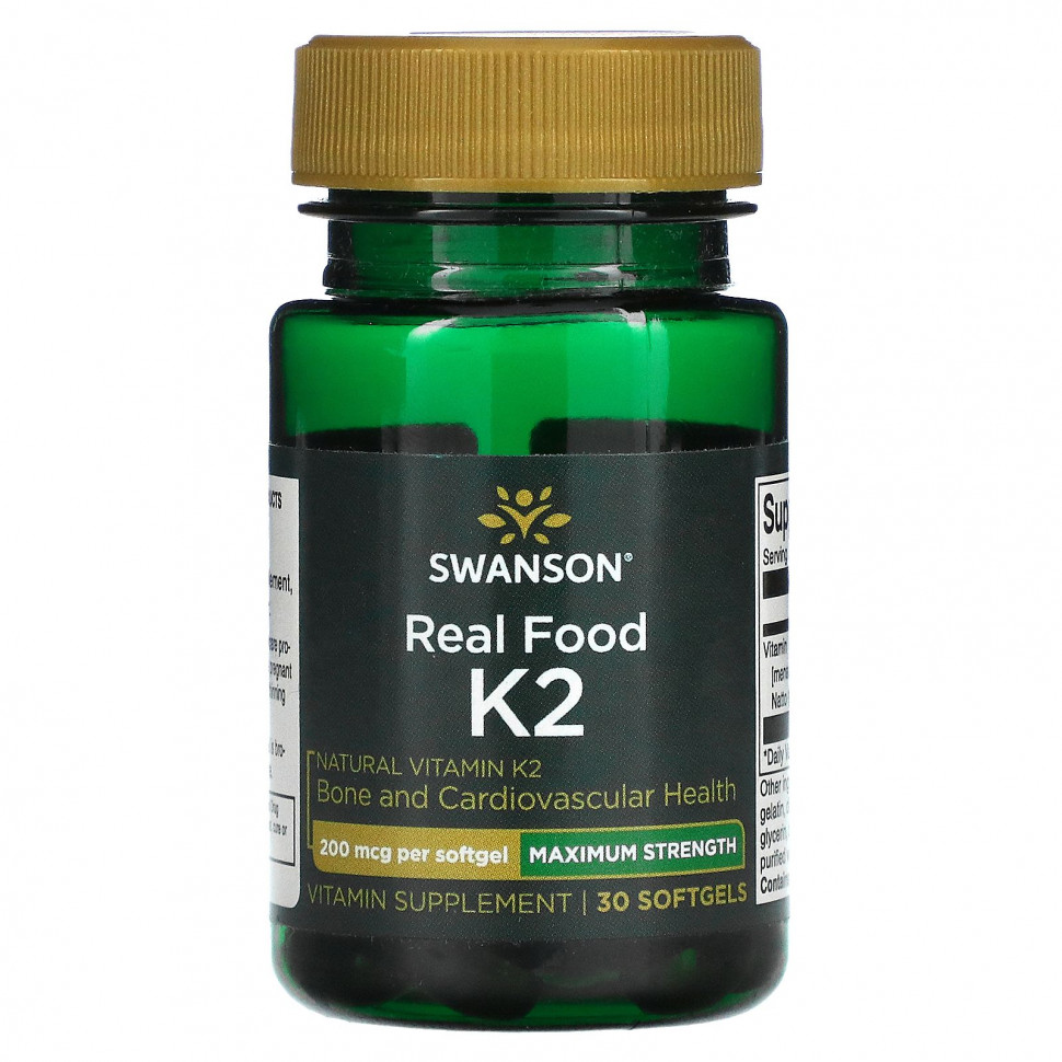  Swanson, Maximum Strength, Real Food K2, 200 , 30    IHerb ()