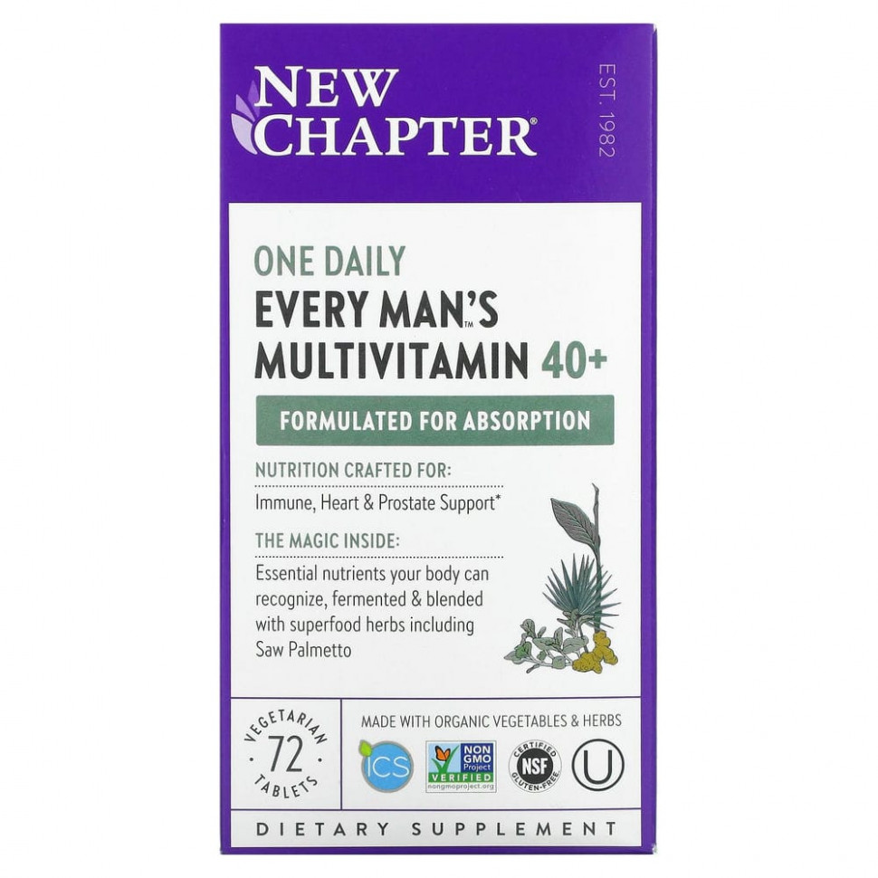   New Chapter, 40+ Every Man's One Daily Multi,   , 72     -     , -  