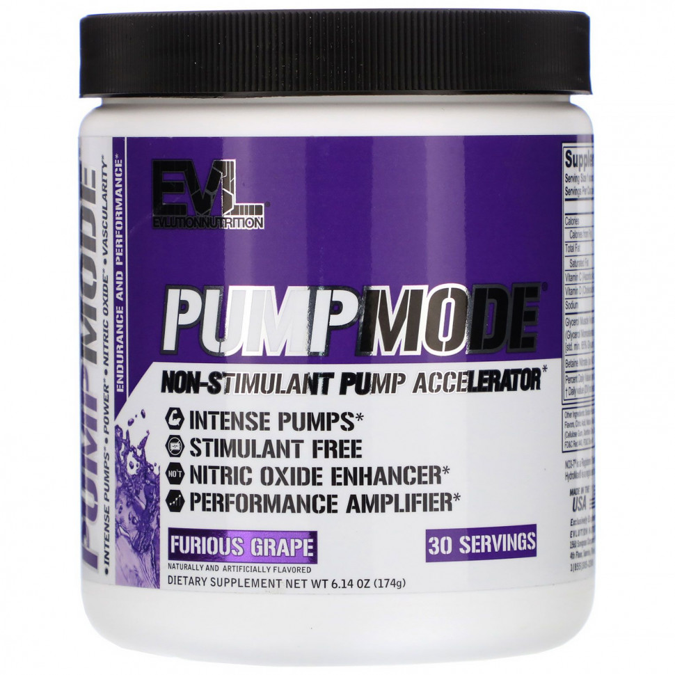   EVLution Nutrition, PumpMode, Non-Stimulant Pump Accelerator,  , 174  (6,14 )   -     , -  