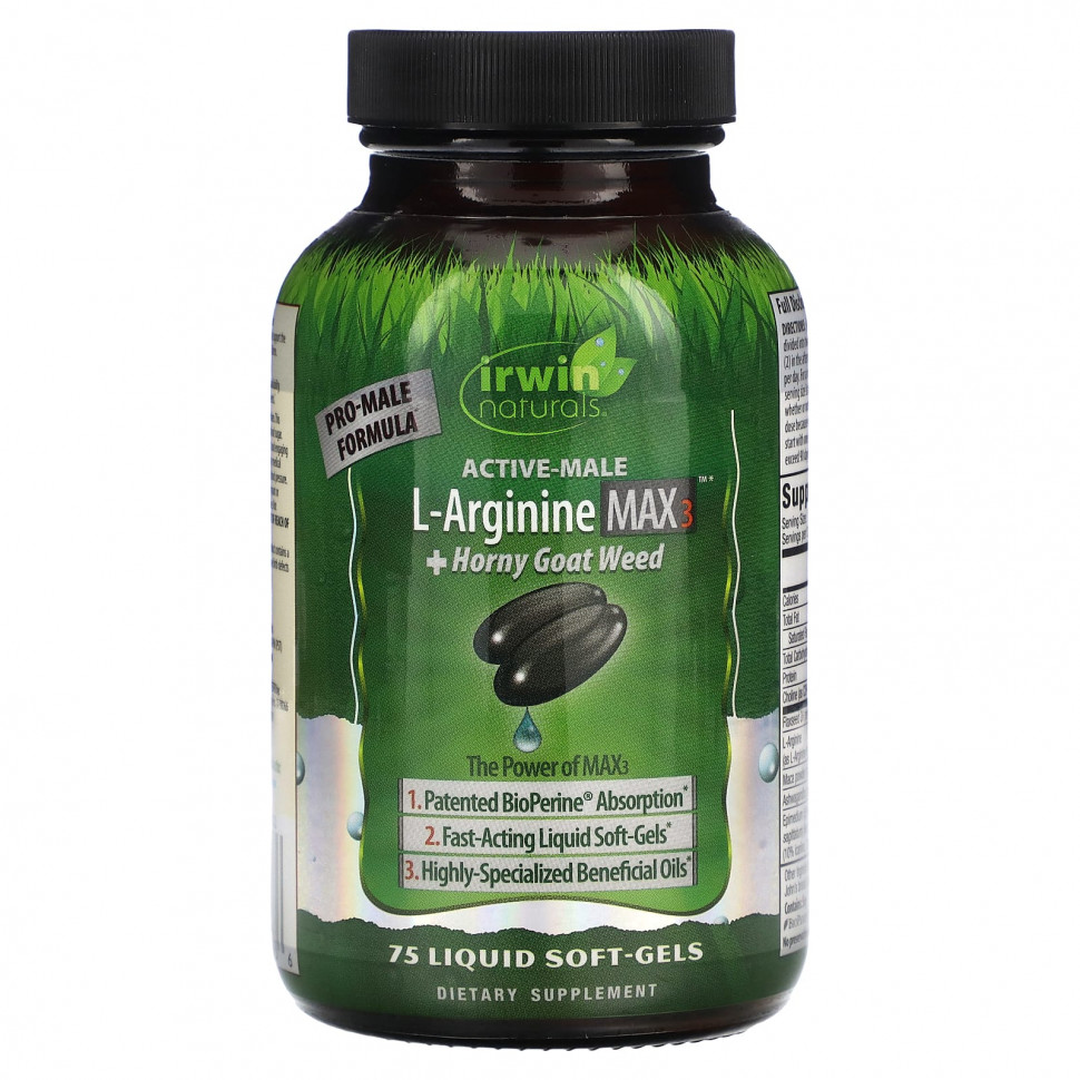   Irwin Naturals, Active-Male, L- Max3 + Horny Goat Weed, 75     -     , -  