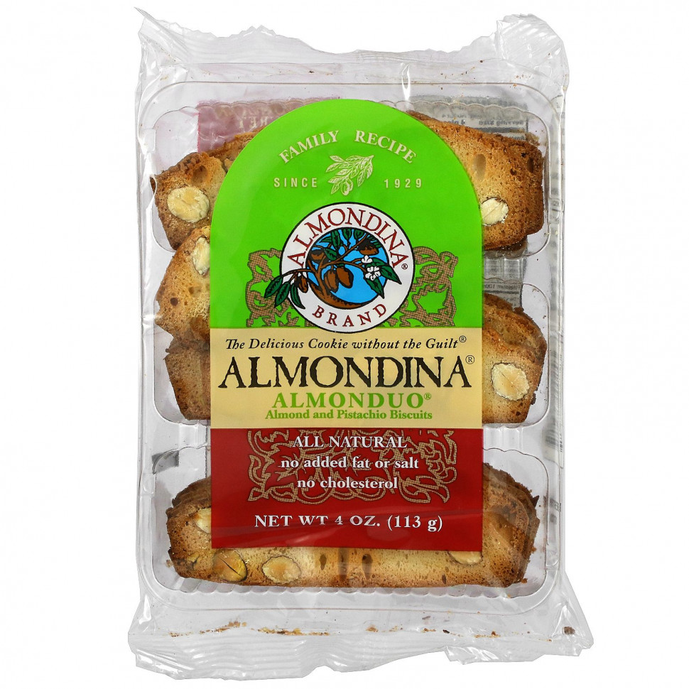   Almondina, AlmonDuo, Almond and Pistachio Biscuits, 4 oz.   -     , -  