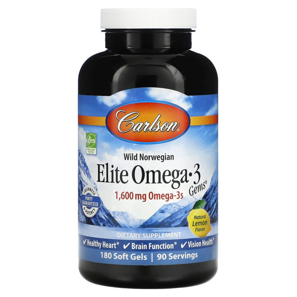   Carlson Labs, Wild Caught, Elite Omega-3 Gems,  -3 ,   , 800 , 180    -     , -  