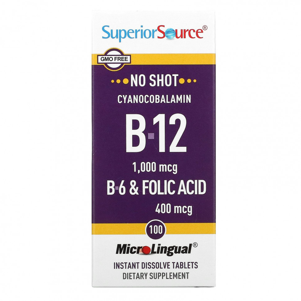   Superior Source, Cyanocobalamin B-12, 1,000 mcg, 100 Instant Dissolve Tablets   -     , -  