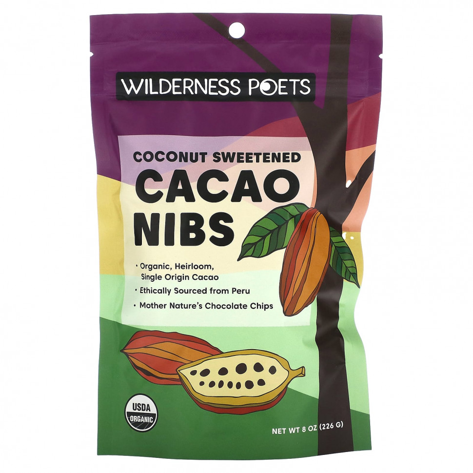   Wilderness Poets, Coconut Sweetened Cacao Nibs, 8 oz (226 g)   -     , -,   