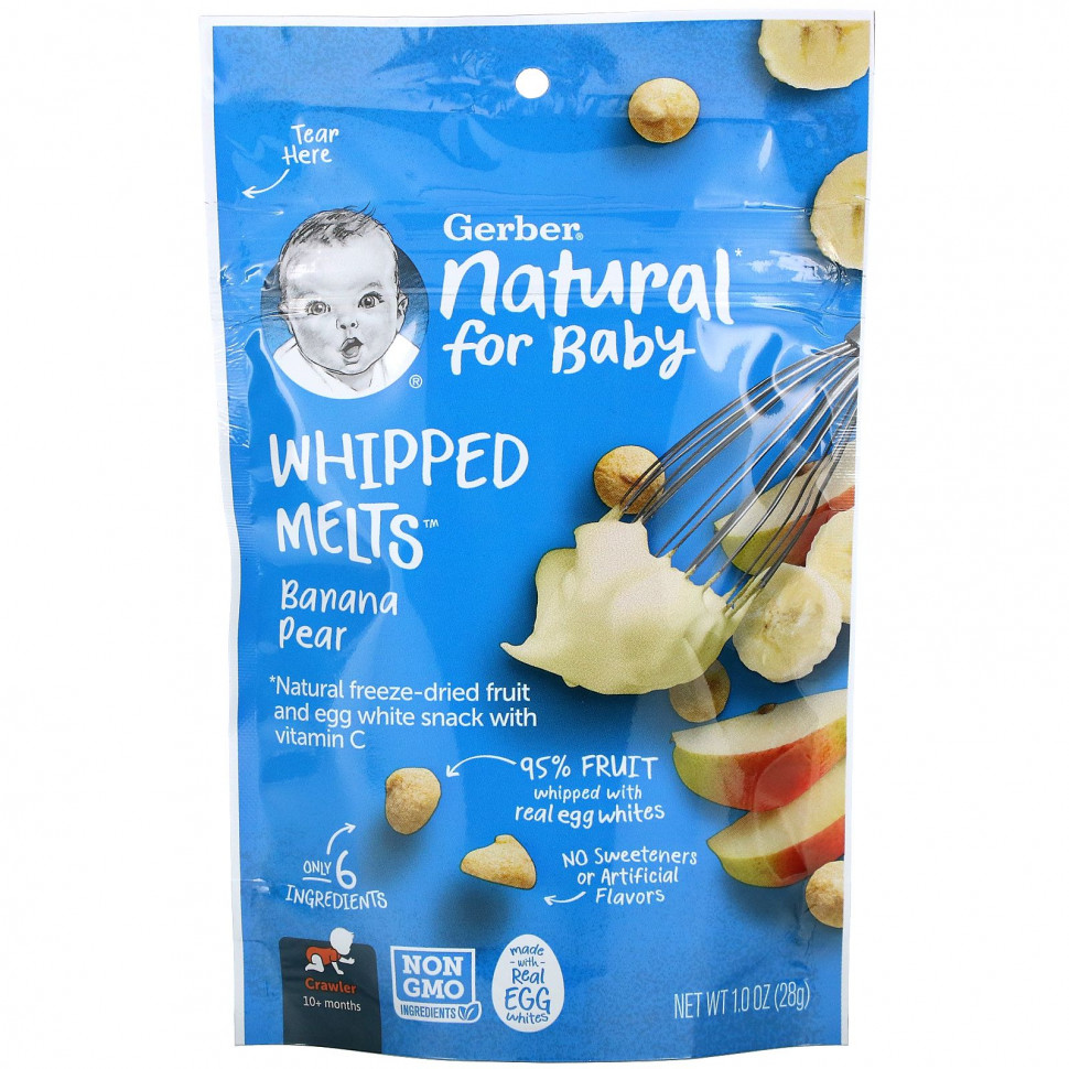   Gerber, Whipped Melts, Banana Pear, Crawler, 10+ Months, 1.0 oz (28 g)   -     , -  