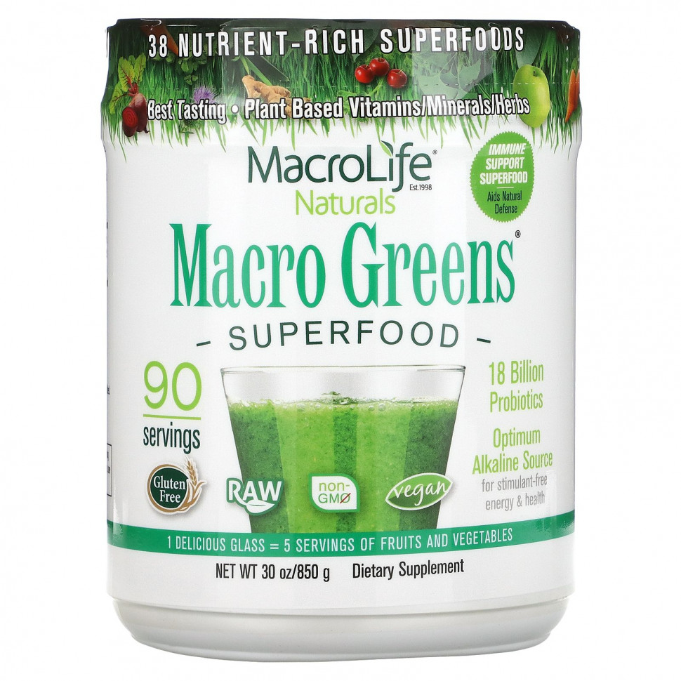   Macrolife Naturals,  Macro Greens, 850  (30 )   -     , -,   