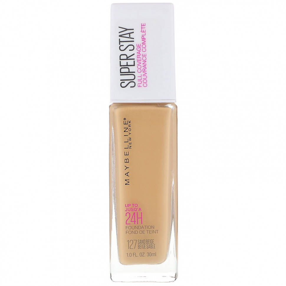   Maybelline, Super Stay, Full Coverage Foundation, 127 Sandy Beige, 1 fl oz (30 ml)   -     , -  