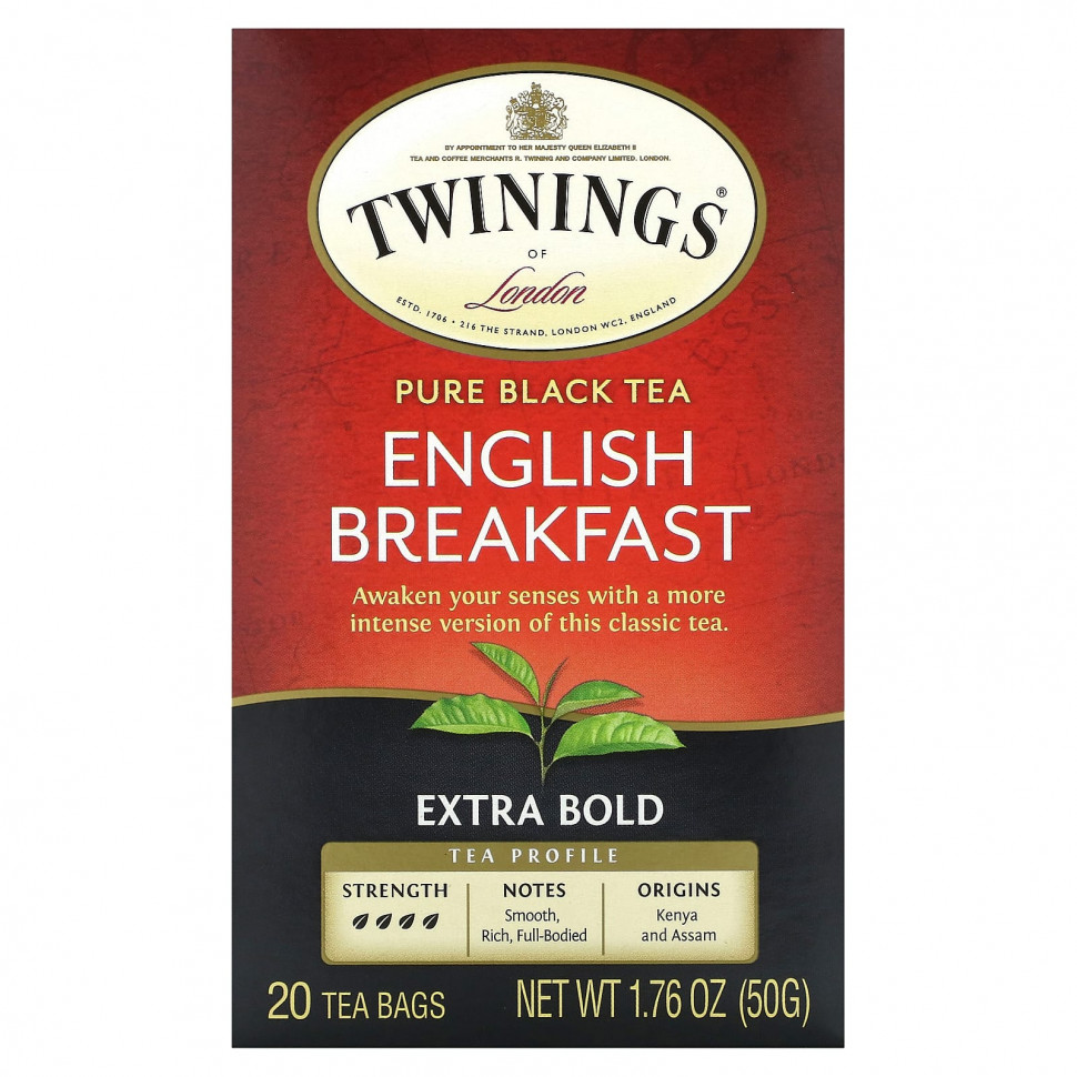   Twinings, Pure Black Tea, English Breakfast, Extra Bold, 20  , 50  (1,76 )   -     , -  