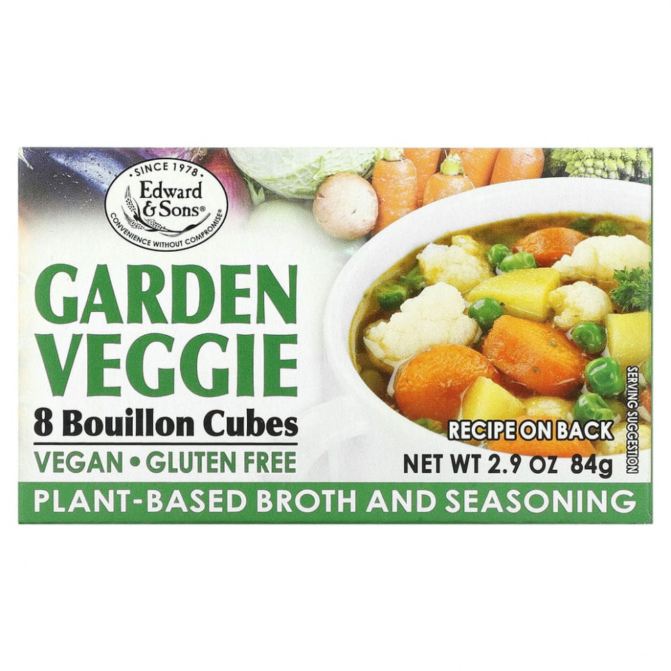   Edward & Sons, Edward & Sons, Garden Veggie, Bouillon Cubes, 8 Cubes   -     , -  