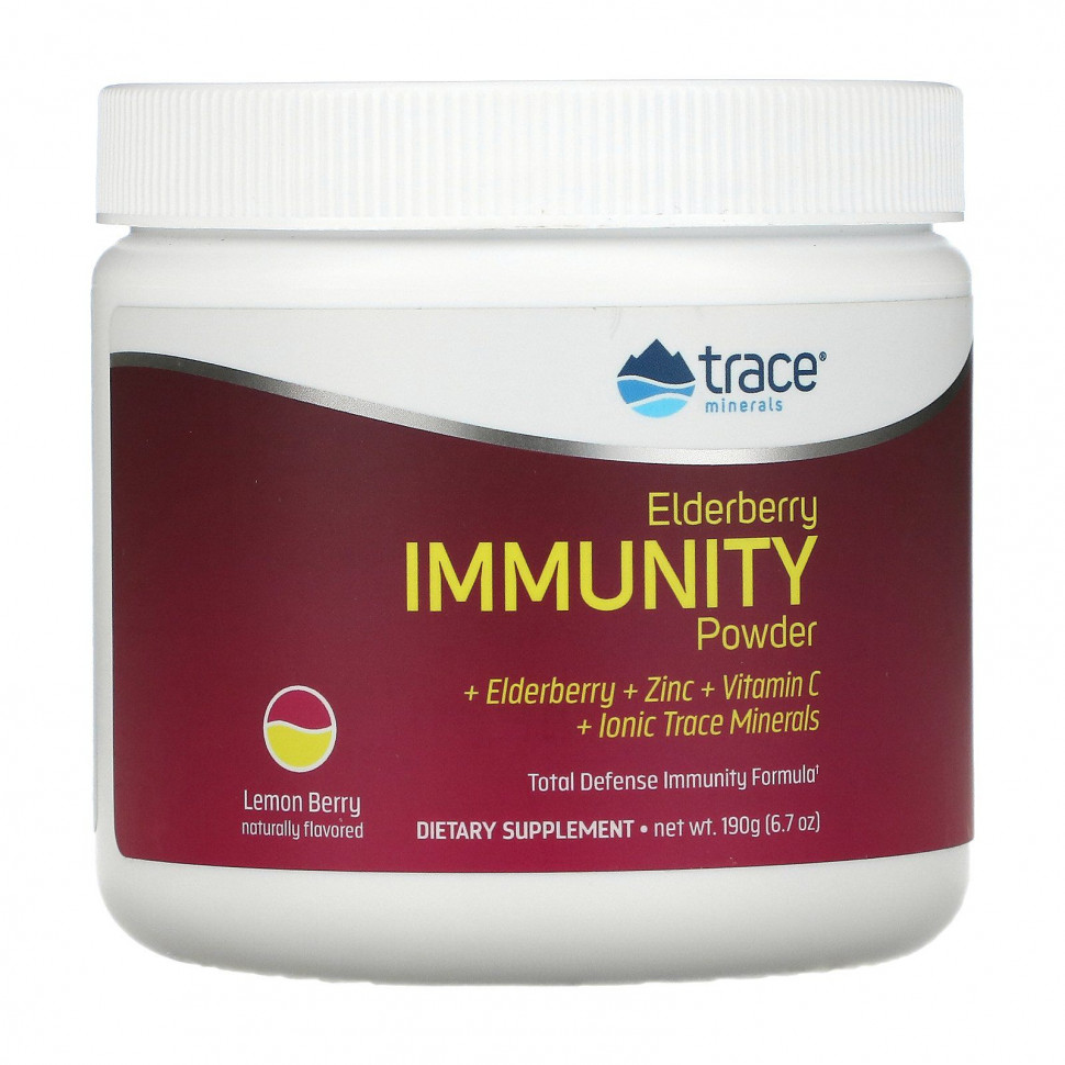   Trace Minerals , Elderberry Immmunity Powder, Lemon Berry, 6.7 oz (190 g)   -     , -  