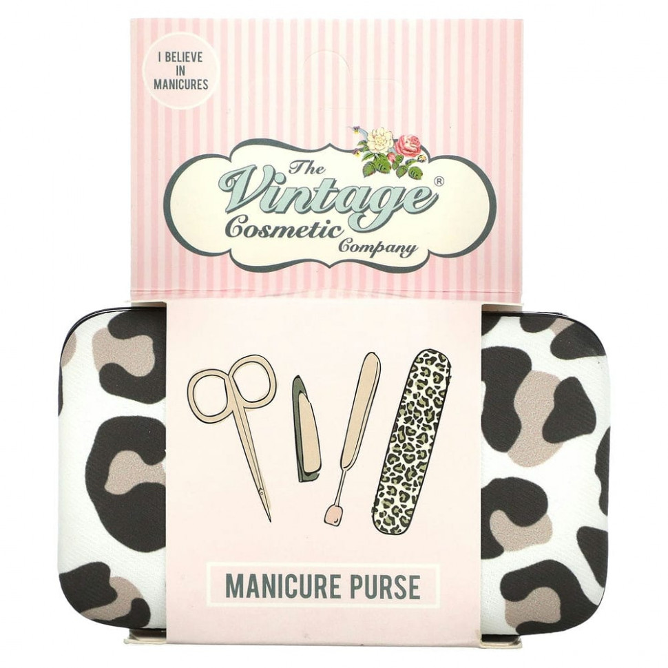   The Vintage Cosmetic Co., Manicure Purse, Leopard Print, 1 Kit   -     , -  