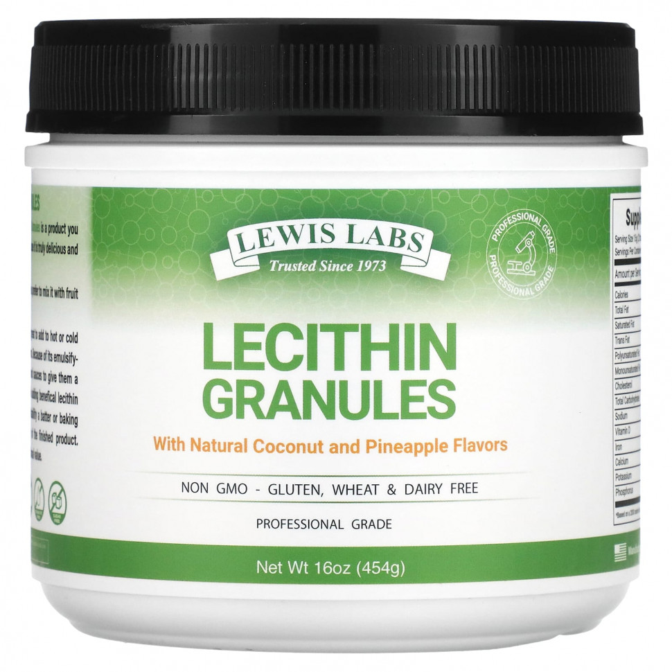   Lewis Labs, Lecithin Granules, Natural Coconut and Pineapple, 16 oz (454 g)   -     , -,   