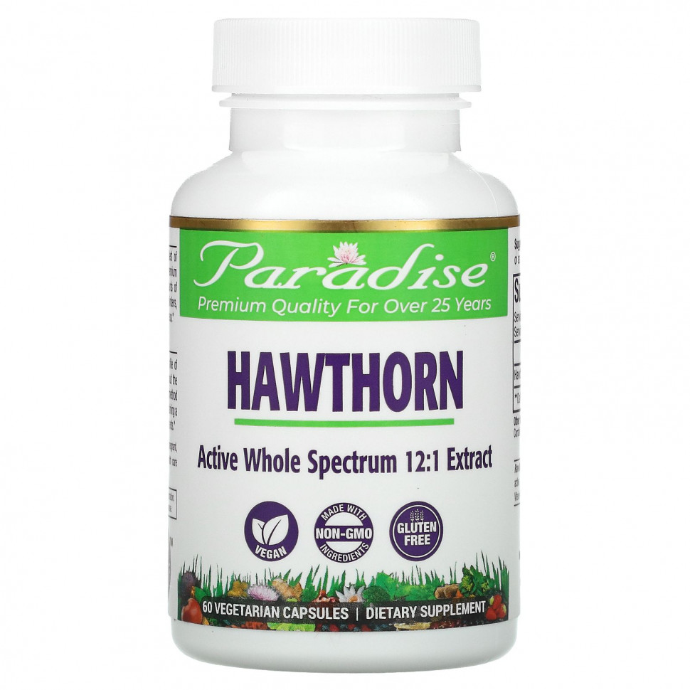   Paradise Herbs, Hawthorn Berry, 60 Vegetarian Capsules   -     , -  