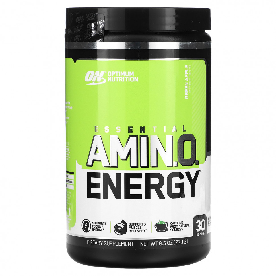   Optimum Nutrition, Essential Amino Energy, Green Apple, 0.6 lbs, 30 servings   -     , -  