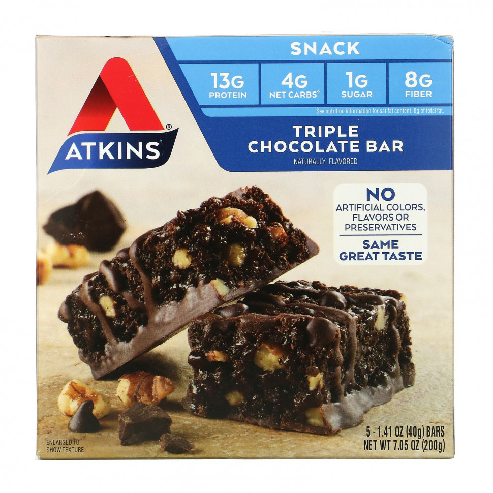   Atkins, Snack, Triple Chocolate,  , 5   40  (1,41 )   -     , -  