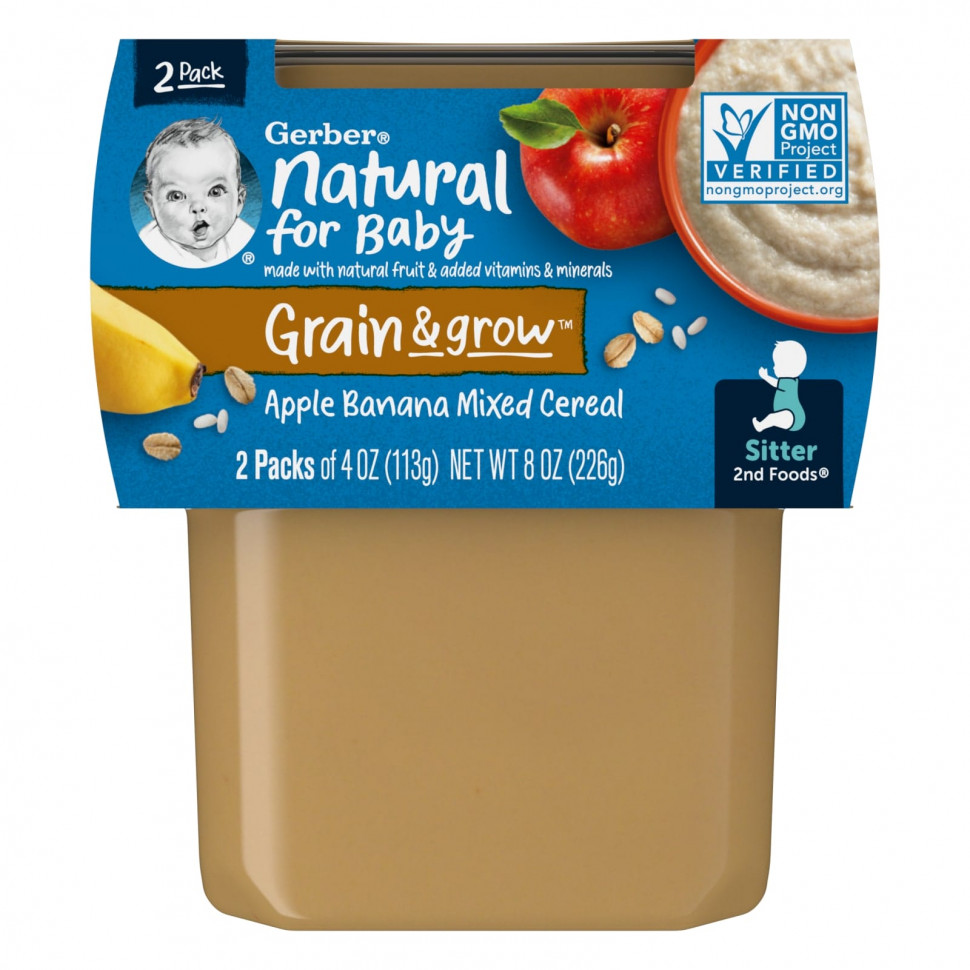   Gerber, Natural for Baby, Grain & Grow, 2nd Foods,      , 2   113  (4 )   -     , -  