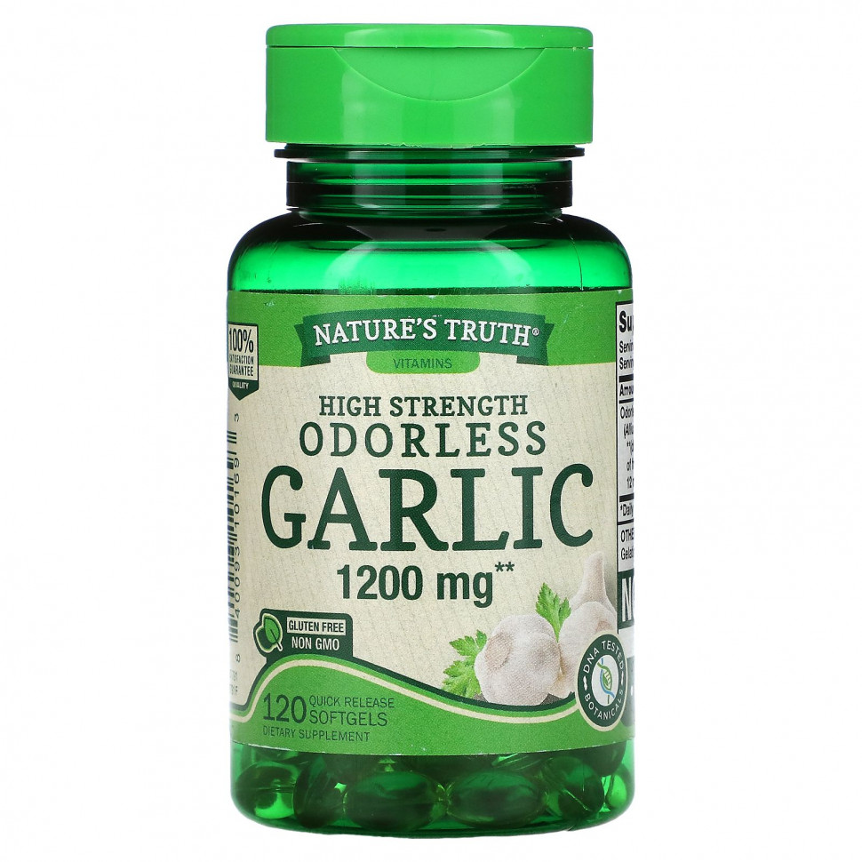   Nature's Truth, Odorless Garlic, High Strength , 1,200 mg, 120 Quick Release Softgels   -     , -,   