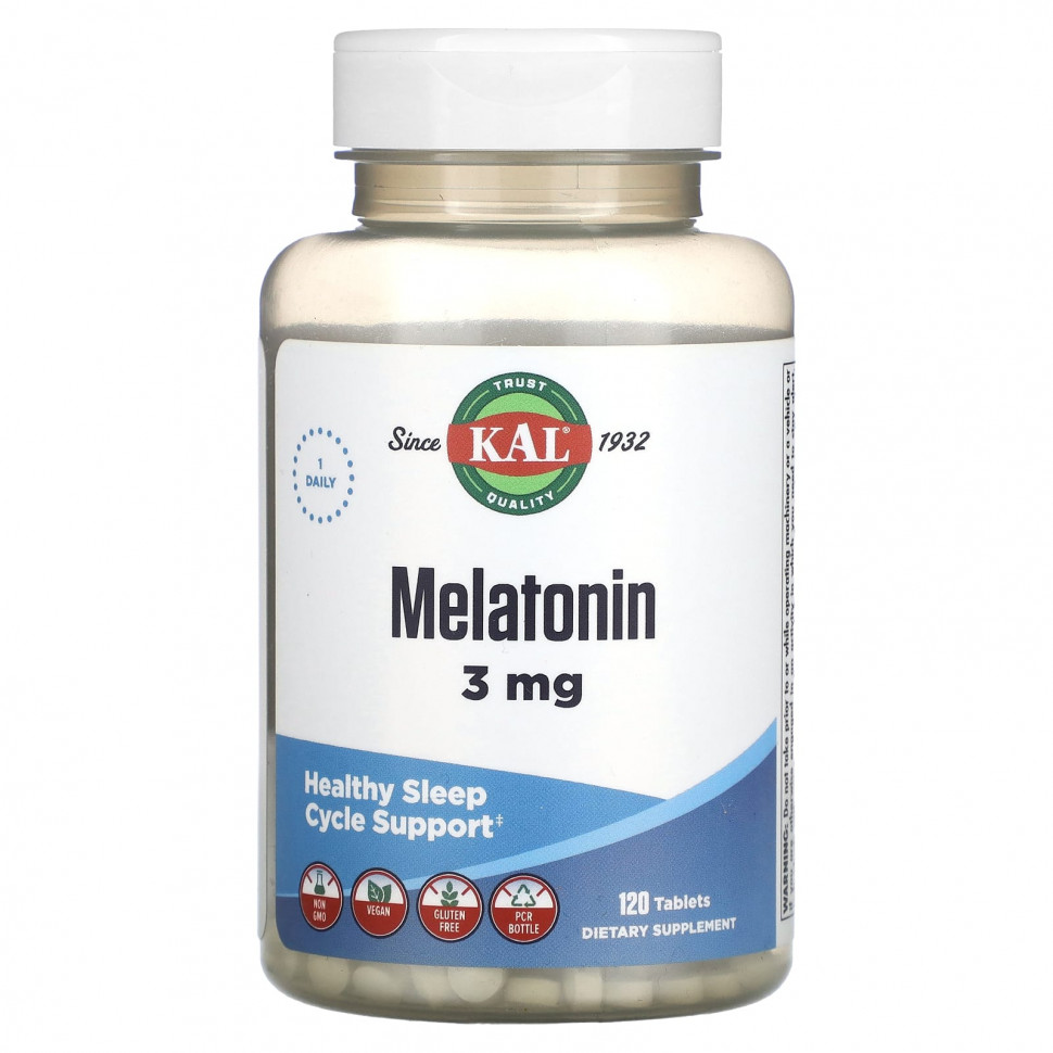   KAL, Malatonin, 3 mg, 120 Tablets   -     , -  