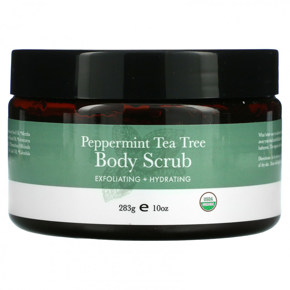   Beauty By Earth, Body Scrub, Peppermint Tea Tree, 10 oz (283 g)   -     , -  