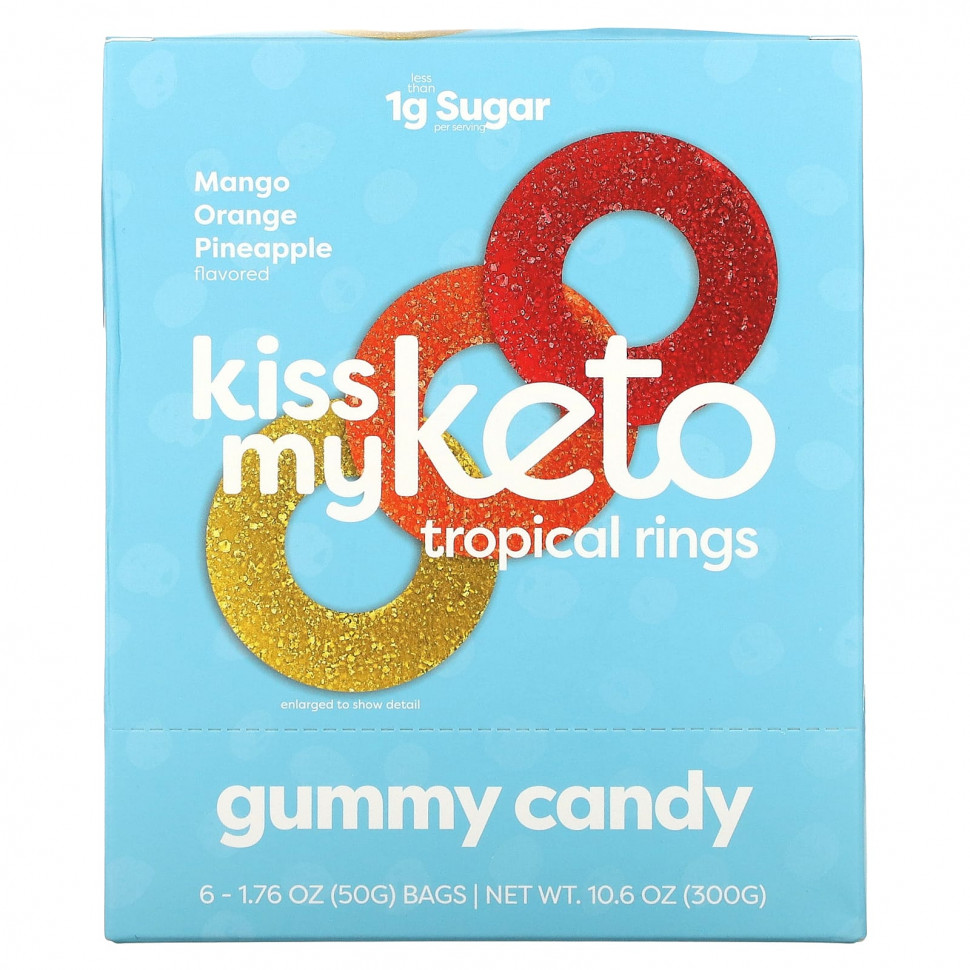   Kiss My Keto, Tropical Rings Gummy Candy, ,   , 6   50  (1,76 )   -     , -  