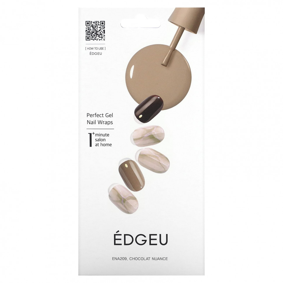   Edgeu, Perfect Gel Nail Wraps, ENT209, Chocolat Nuance,   16    -     , -  