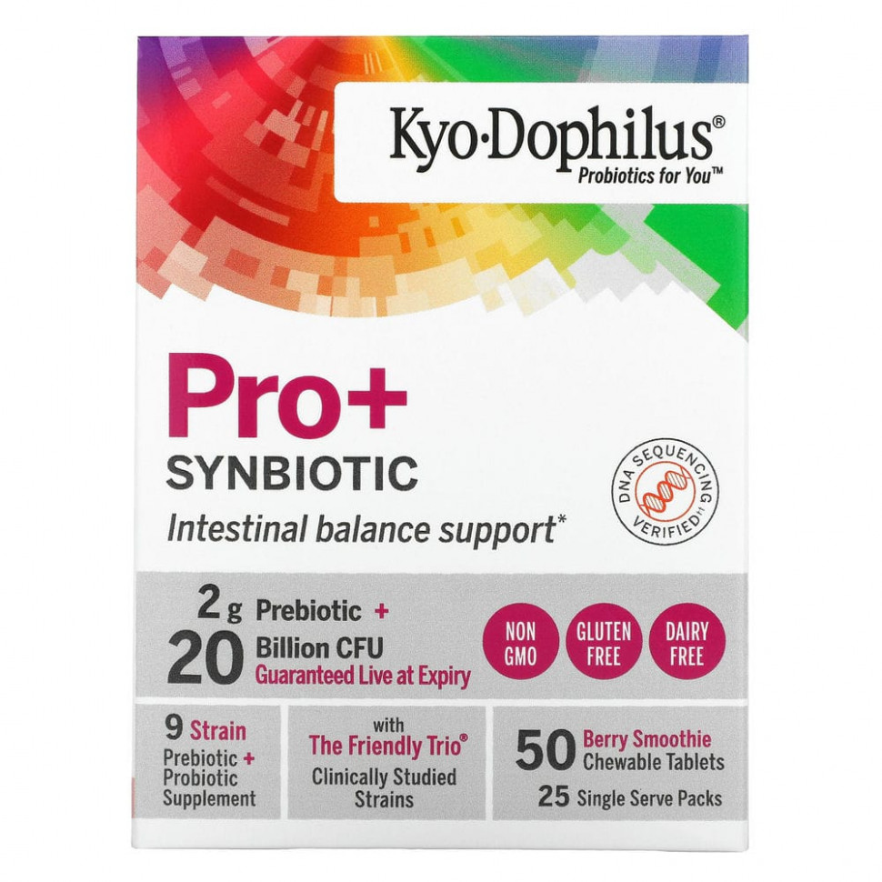   Kyolic, Kyo-Dophilus, Pro+Synbiotic, 20 Billion CFU, Berry Smoothie, 50 Chewable Tablets   -     , -,   