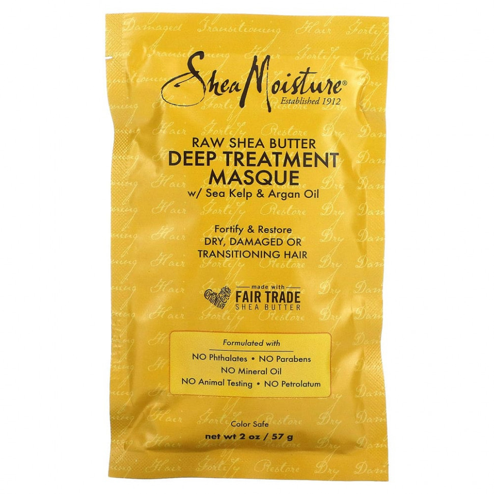   SheaMoisture, Raw Shea Butter, Moisture Recovery Treatment Masque with Seal Kelp & Argan Oil, 2 fl oz (59 ml)   -     , -  