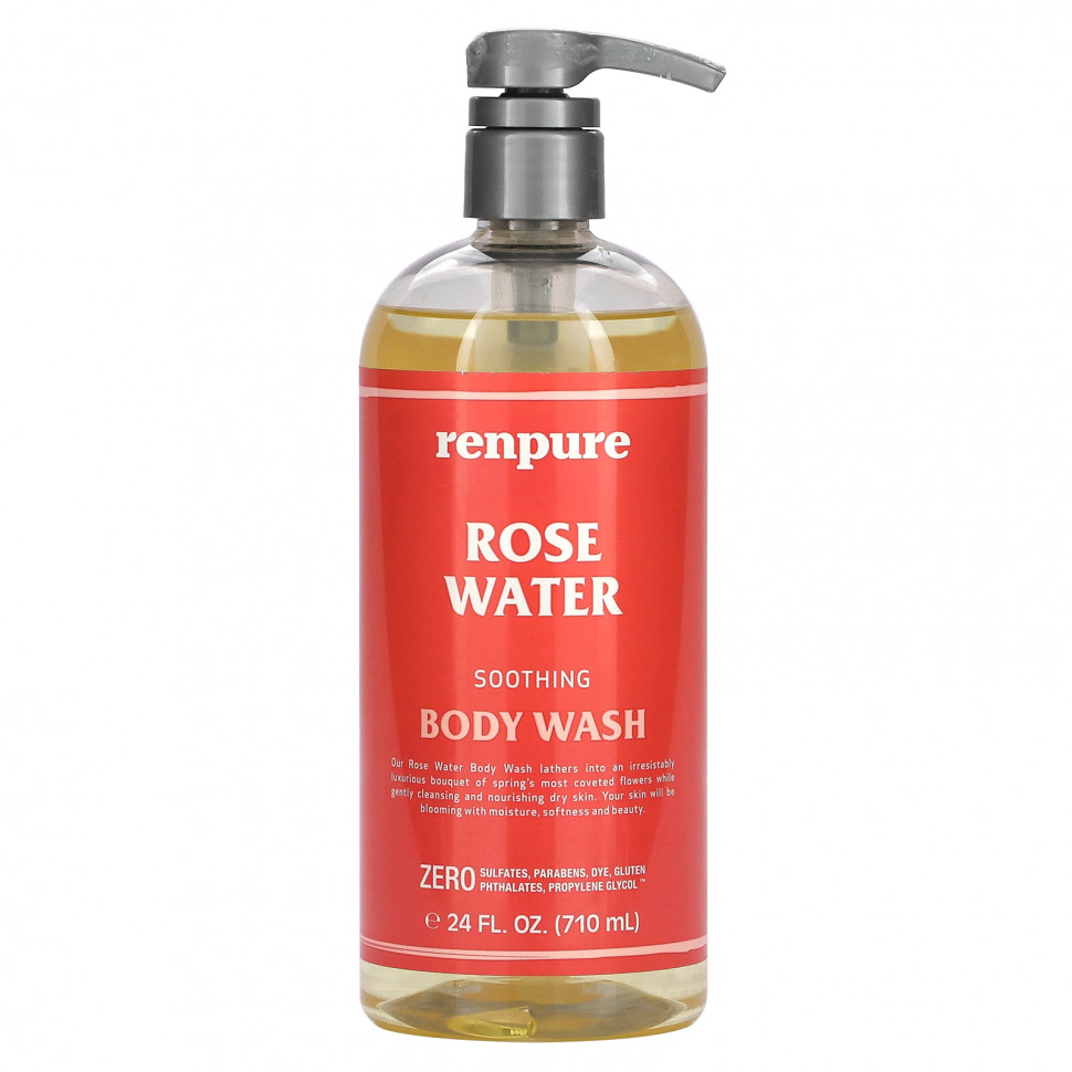   Renpure, Rose Water Soothing Body Wash, 24 fl oz (710 ml)   -     , -,   