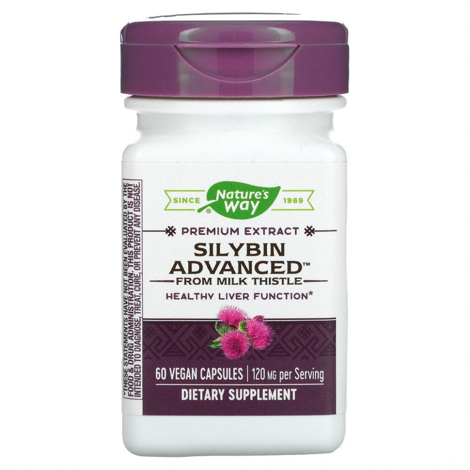   Nature's Way, Silybin Advanced from Milk Thistle, 120 mg, 60 Vegan Capsules   -     , -  