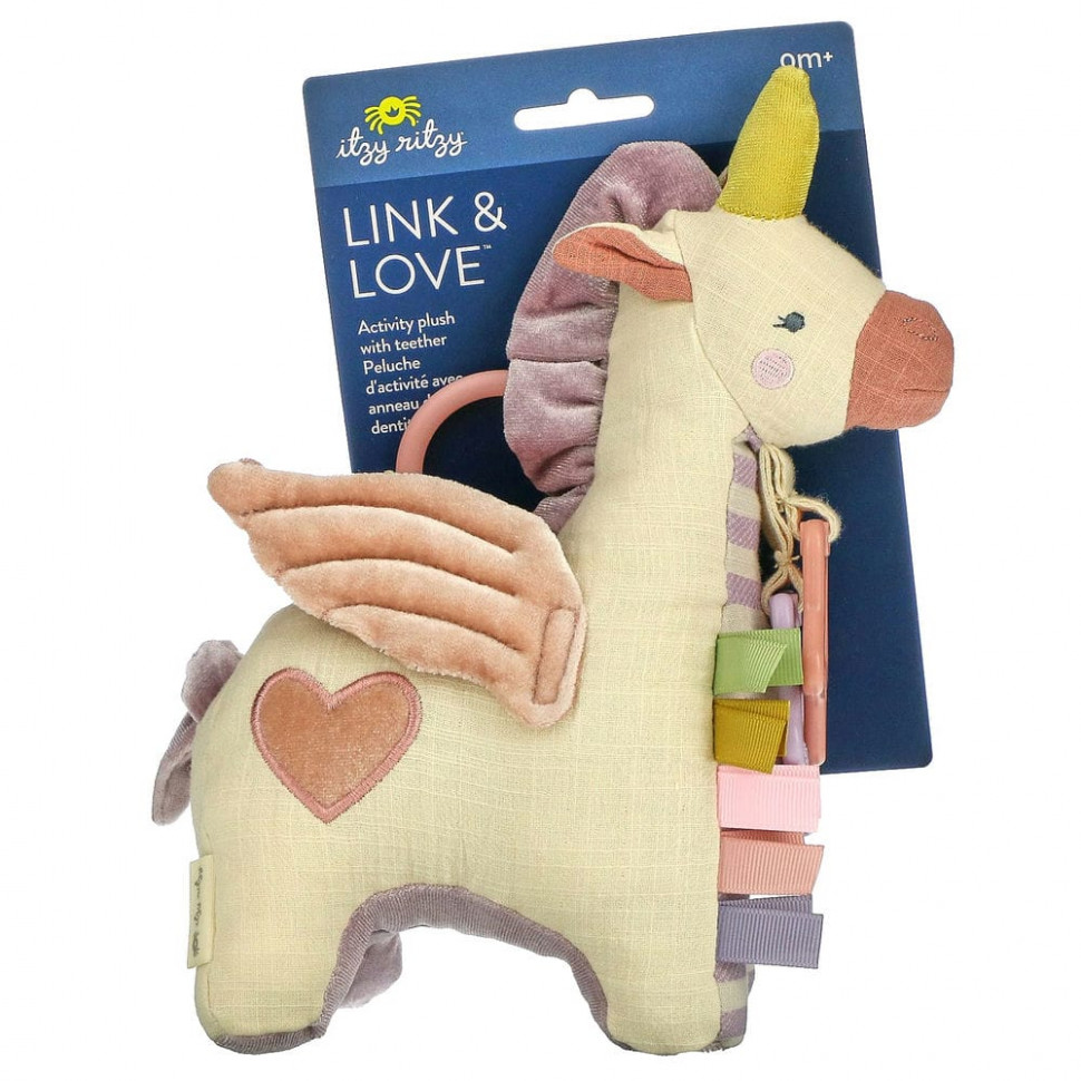   itzy ritzy, Link & Love, Activity Plush with Teether, 0+ Months, Pegs`` 1 Teether   -     , -  