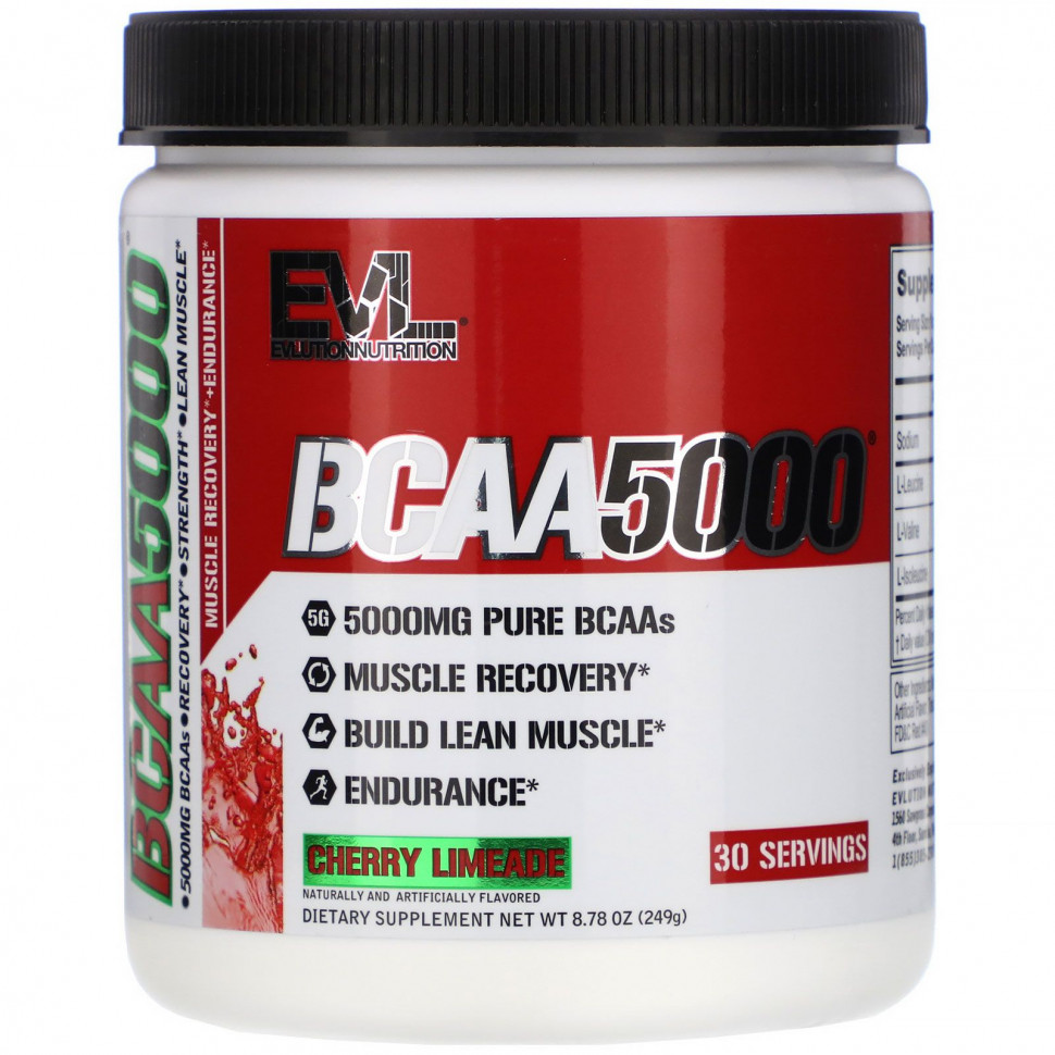   EVLution Nutrition, BCAA 5000, Cherry Limeade, 8.78 oz (249 g)   -     , -  