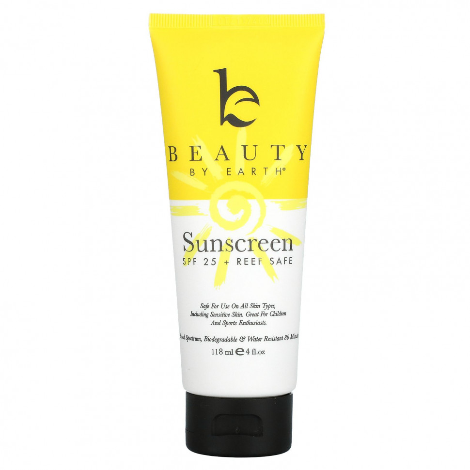   Beauty By Earth, Mineral Sunscreen, SPF 25, 4 fl oz (118 ml)   -     , -  