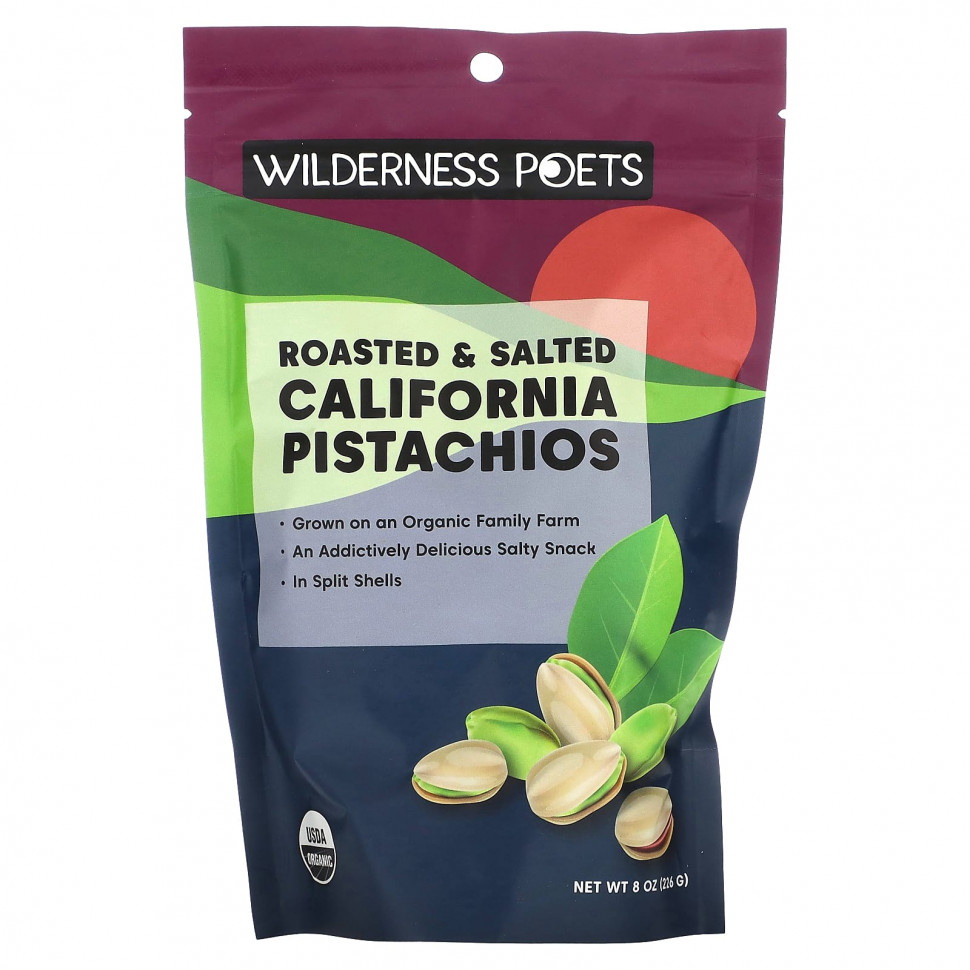   Wilderness Poets, Roasted and Salted Pistachios, 8 oz, (226.8 g)   -     , -  