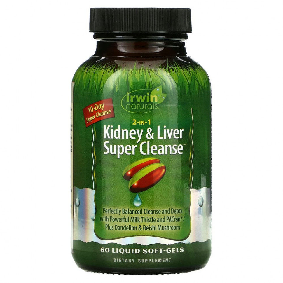   Irwin Naturals, 2 in 1 Kidney & Liver Super Cleanse, 60     -     , -  