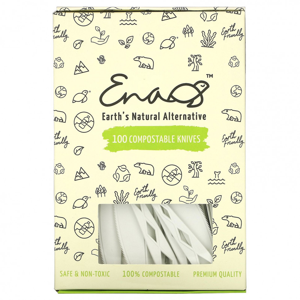   Earth's Natural Alternative, Compostable Knifes, 100 Pack   -     , -  