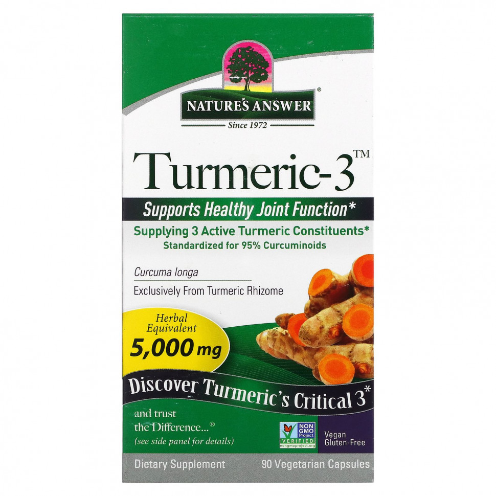   Nature's Answer, Turmeric-3, 5,000 mg, 90 Vegetarian Capsules   -     , -,   