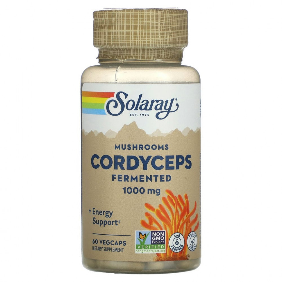   Solaray, Organic Grown Fermented Cordyceps, 500 mg, 60 VegCaps   -     , -,   