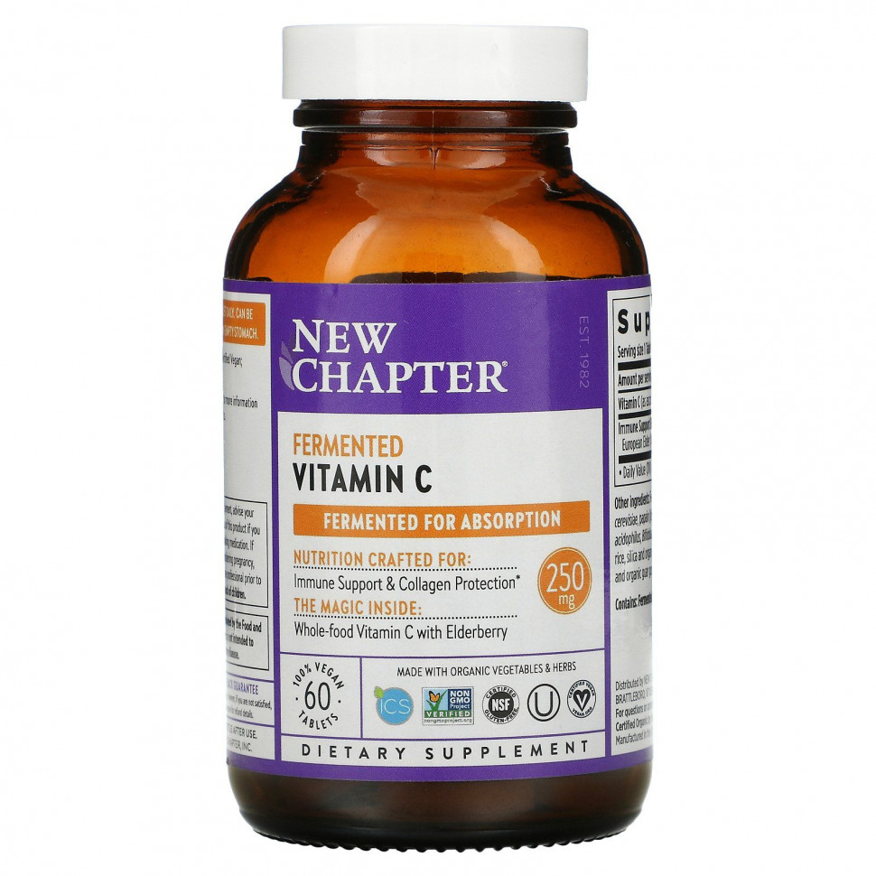   New Chapter, Fermented Vitamin C, 60 Vegan Tablets   -     , -,   