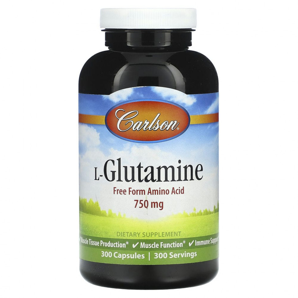  Carlson, L-Glutamine, 750 mg, 300 Capsules  IHerb ()