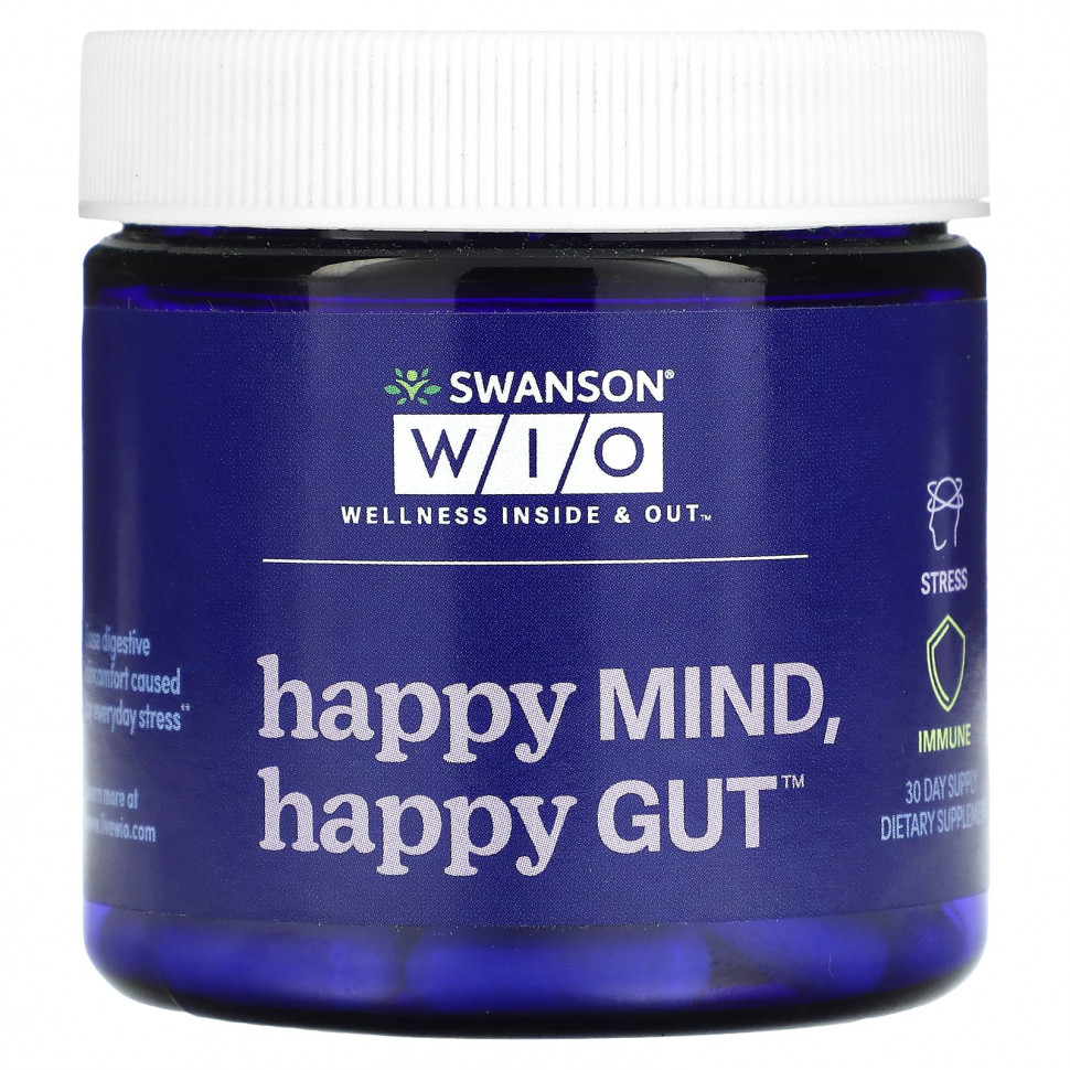  Swanson WIO, Happy Mind, Happy Gut, 30    IHerb ()